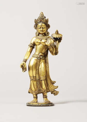 鍍金銅製觀世音菩薩立像
