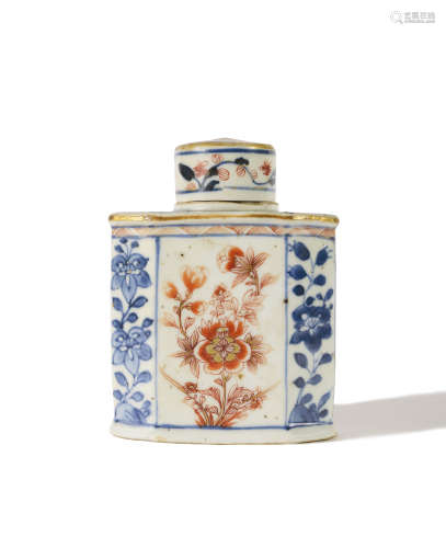 花卉紋瓷製茶罐