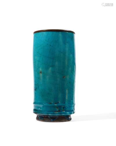 翠藍釉圓瓶