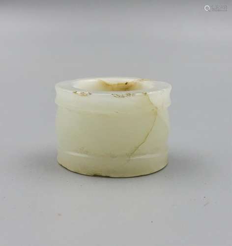 Chinese Qing Dynasty White Jade Thumb Ring