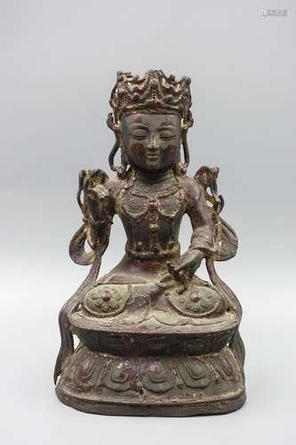 Chinese Song Dynasty Painted Bronze Guanyin