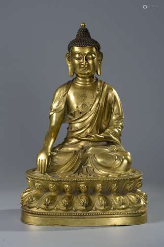 Chinese Gilt Bronze Figure Of Shakyamuni