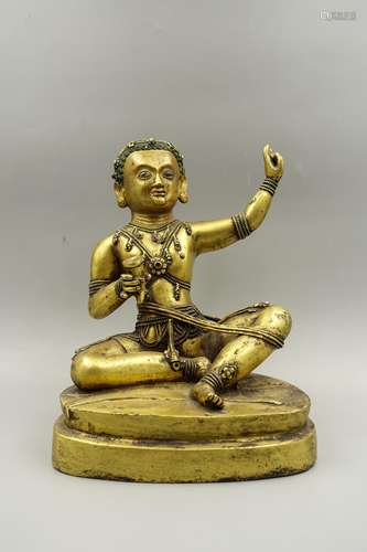 Chinese Tibetan Gilt Bronze Figure Of Buddha