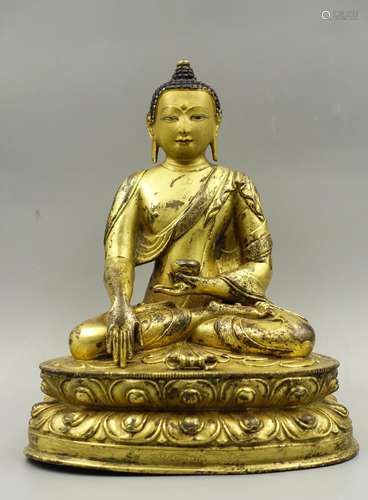 Chinese Ming Gilt Bronze Figure Of Shakyamuni