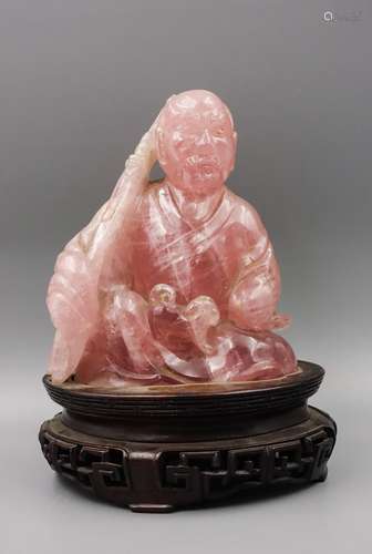 Chinese Quartz Carved Figure Of Lohan