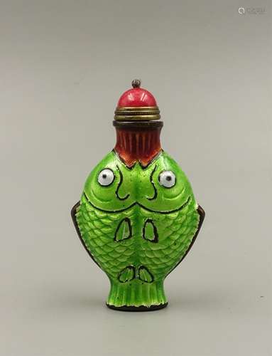 Chinese Bronze Enamel Fish Snuff Bottle