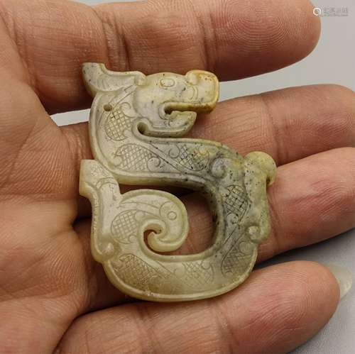 Chinese Archaistic Style Jade Dragon