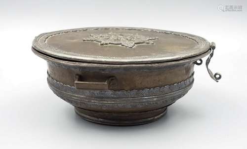 Chinese Silver On Bronze Cover Bowl