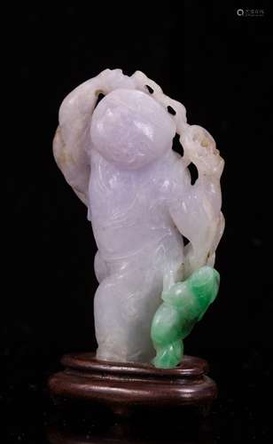 CHINESE PURPLE GREEN JADEITE CARVED LIUHAI