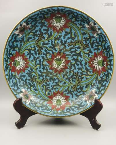 Chinese Qing Dynasty Cloisonne Enamel Charger