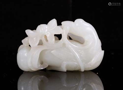 WD CHINESE WHITE JADE CARVED TWO GOOSE