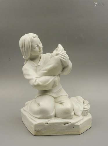 Chinese White Porcelain Figure Of Mother And Baby