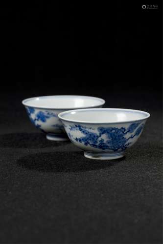 Pair Of Chinese Blue And White Porcelain Bowls