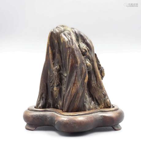 Chinese Chenxiang Wood Carved Boulder