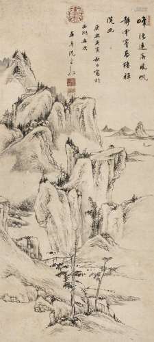 沈宗敬 庚寅（1710）年作 帆影幽居 立轴 水墨纸本