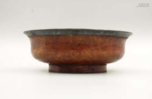 Chinese Silver On Yingmu Wood Bowl