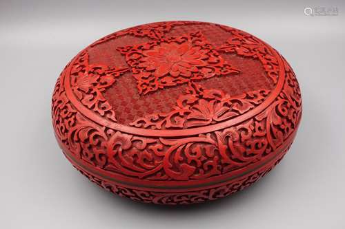 Chinese Cinnabar Round Lacquer Box