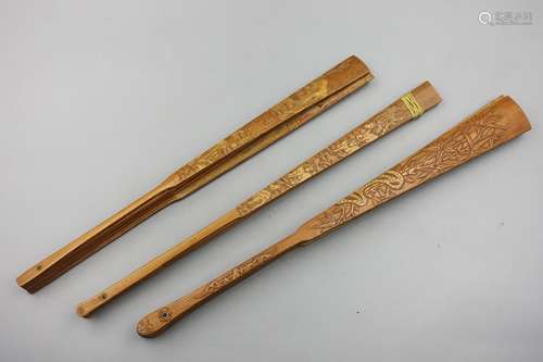 3 Chinese Bamboo Carved Fans