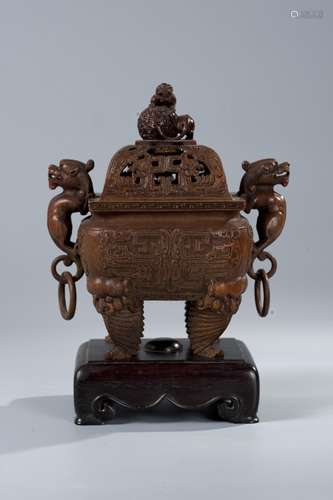 Chinese Republic Period Bamboo Twin Ear Censer