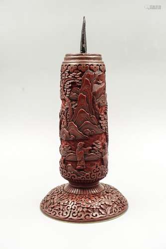 Chinese Cinnabar Lacquer Candle Stand