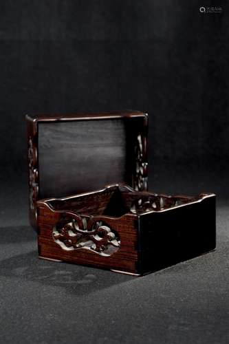 Pair Of Chinese Rosewood Seal Trays