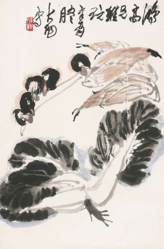 陈大羽 （1912-2001） 蔬果图 设色纸本 立轴