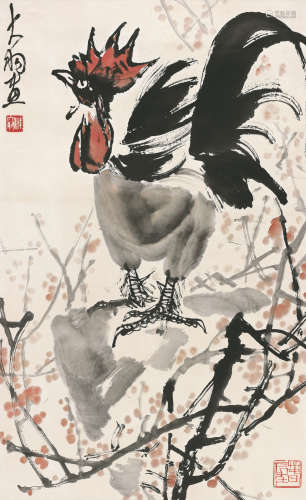 陈大羽 （1912-2001） 雄鸡 设色纸本 镜心