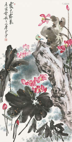 萧平 （b.1942） 霞光露气 设色纸本 镜心