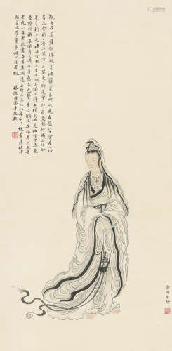 溥心畬 （1896-1963）、陈半丁 （1876-1970）、王纳 三友图 设色绢本 立轴
