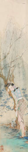 俞明 (1884-1935)、林徽因 (1904-1955） 白描观音 设色纸本 立轴