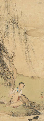 陈少梅 （1909-1954） 人物 设色绢本 立轴