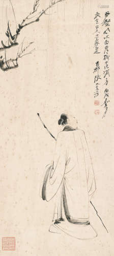 张大千 (1899-1983) 高士 设色纸本 镜心