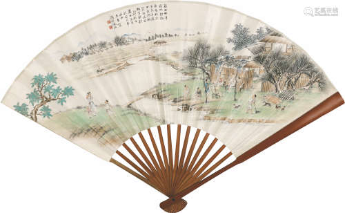 吴青霞 (1910-2008) 山水 设色纸本 成扇