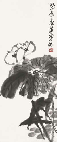 萧龙士 （1889-1990） 荷花 水墨纸本 镜心