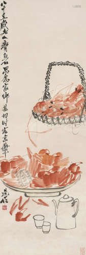 齐白石 （1864-1957） 虾蟹图 设色纸本 立轴