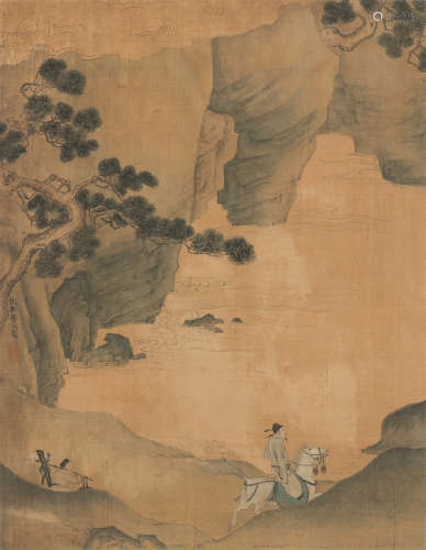 杨文骢 （1596-1646） 读书图 泥金纸本 立轴