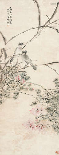 陈摩 （1886-1945） 花鸟 设色纸本 立轴