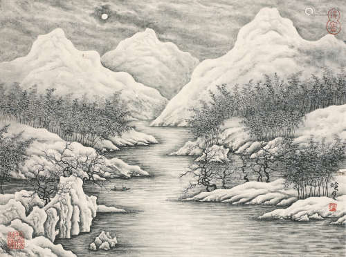 陶冷月 （1895-1985） 山水 设色纸本 立轴