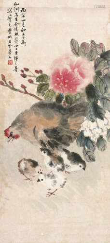 王梦白 （1888-1934） 花鸟 设色纸本 立轴