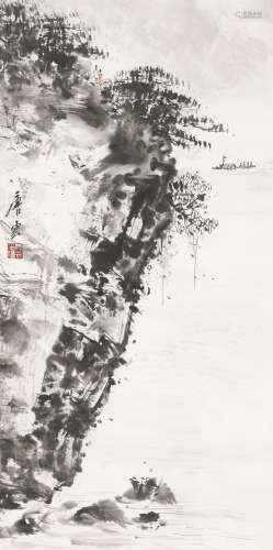 唐云 (1910-1993) 山水 水墨纸本 镜心