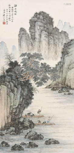 袁松年 （1895-1966) 山水 设色纸本 立轴