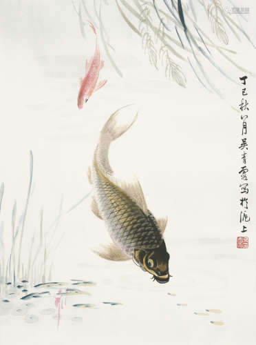 吴青霞 (1910-2008) 鲤鱼 设色纸本 立轴
