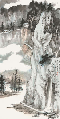 张大千 (1899-1983) 翠谷雨霁图 设色纸本 立轴