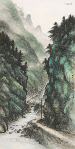 黎雄才 (1910-2001) 山水 设色纸本 立轴
