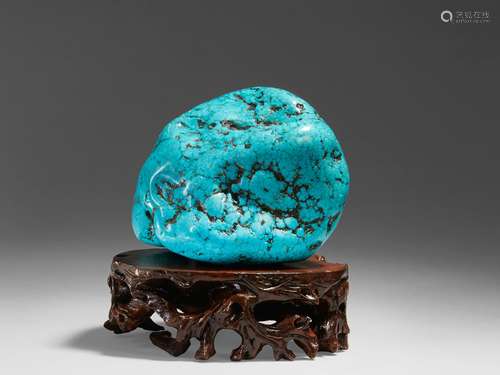 ROCHER DE LETTRÉ   EN TURQUOISE, CHINE