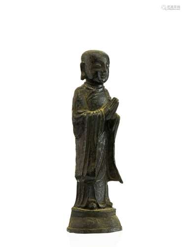 STATUETTE DE   LUOHAN EN BRONZE, CHINE, DYNASTIE MING, XVIIe SIÈCLE  