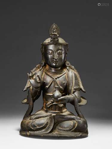 STATUETTE DE   BODHISATTVA EN BRONZE, CHINE, DYNASTIE MING, XVIe SIÈCLE