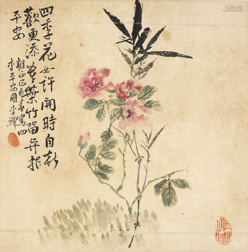 李鱓 四季花 纸本立轴