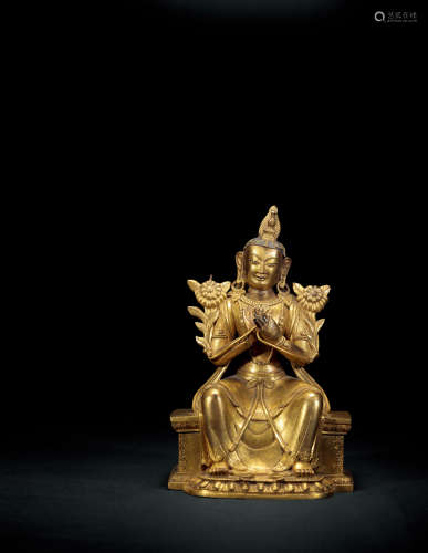 18世纪 弥勒菩萨像 铜镀金
