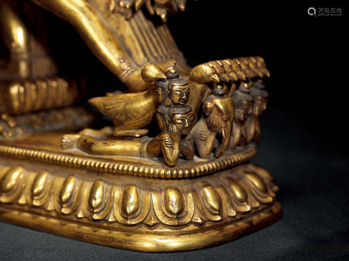 18世纪 大威德金刚像 铜镀金
